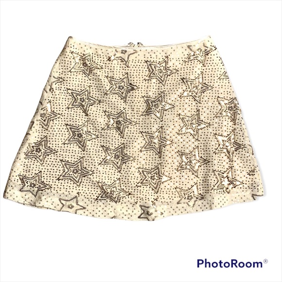 Honey Punch Small Star Sequins Beige/Cream Skirt NWT - Picture 1 of 6